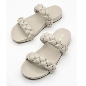 Kaanas Braided Coco Leather Slide Sandals size 11